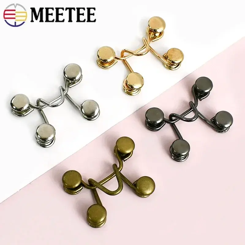 10-100Sets 27/32X28mm Metal Trousers Hook and Eye Closure Buckle Garment Invisible Button Jeans Waist Adjust Clasp Accessories