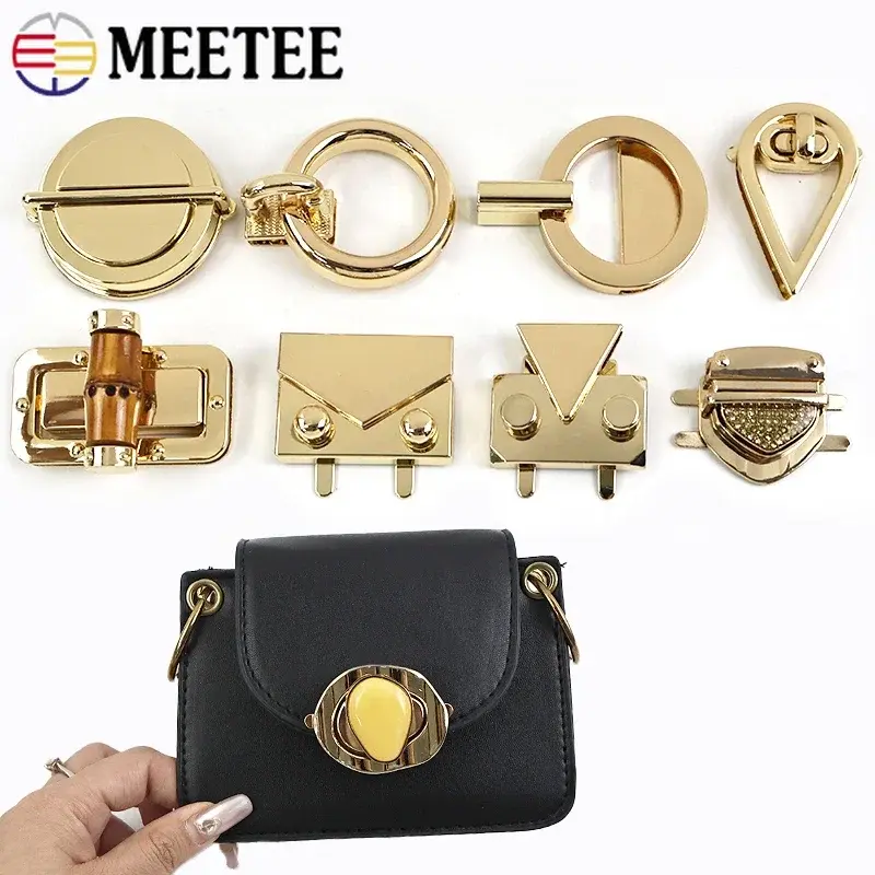 1/2Pcs Meetee Gold Metal Bag Lock Buckle Turn Twist Locks Snap Clip Closure Latch Handbag Purse Replace DIY Hardware Accessories