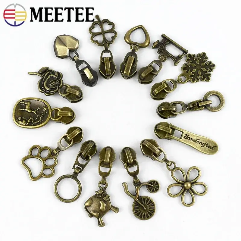 5-20Pcs Meetee 5# Bronze Zipper Sliders Replacement for Nylon Coil Zippers DIY Repair Kits Bags Clothes Sewing Accessories