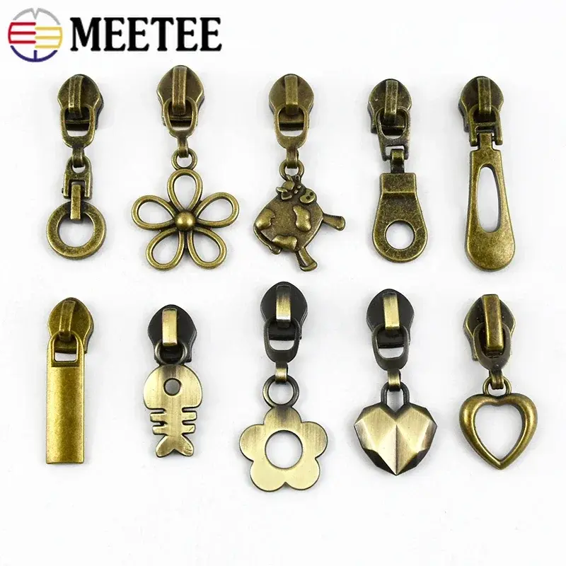 5-20Pcs Meetee 5# Bronze Zipper Sliders Replacement for Nylon Coil Zippers DIY Repair Kits Bags Clothes Sewing Accessories