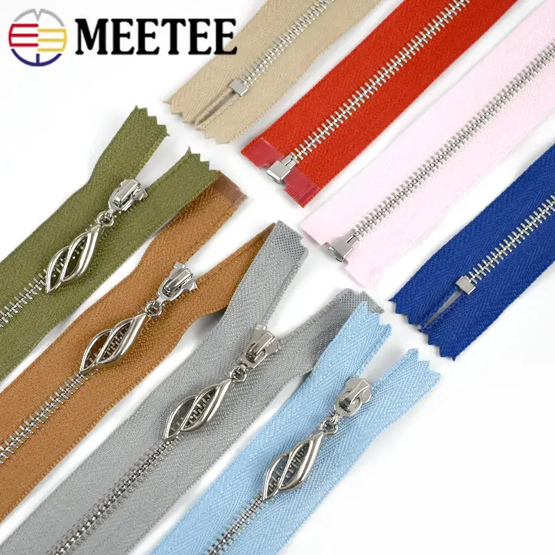 2Pcs 3# Bag Pocket Zippers for Sewing 15-30cm Close-End 40-70cm Open-End Metal Zipper Garment Zips Repair Kit DIY Accessories