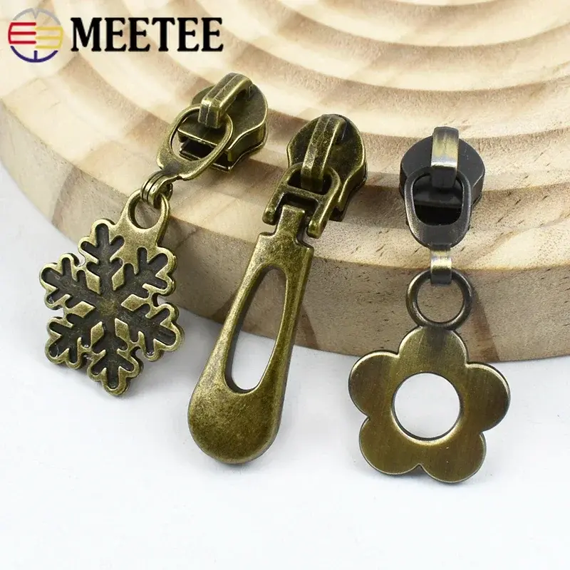 5-20Pcs Meetee 5# Bronze Zipper Sliders Replacement for Nylon Coil Zippers DIY Repair Kits Bags Clothes Sewing Accessories