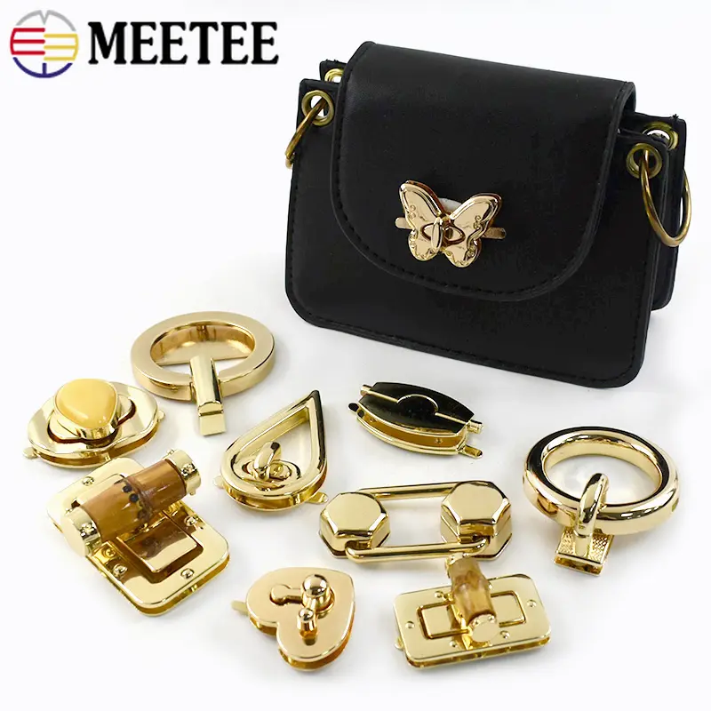 1/2Pcs Meetee Gold Metal Bag Lock Buckle Turn Twist Locks Snap Clip Closure Latch Handbag Purse Replace DIY Hardware Accessories