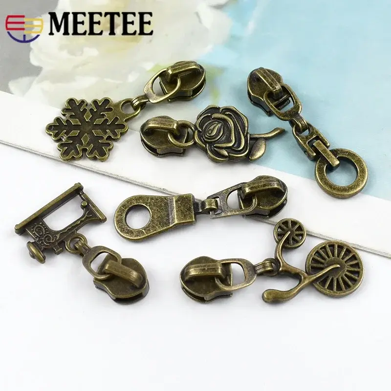 5-20Pcs Meetee 5# Bronze Zipper Sliders Replacement for Nylon Coil Zippers DIY Repair Kits Bags Clothes Sewing Accessories