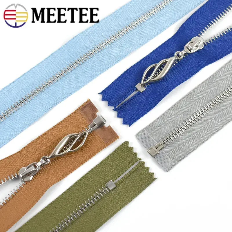 2Pcs 3# Bag Pocket Zippers for Sewing 15-30cm Close-End 40-70cm Open-End Metal Zipper Garment Zips Repair Kit DIY Accessories