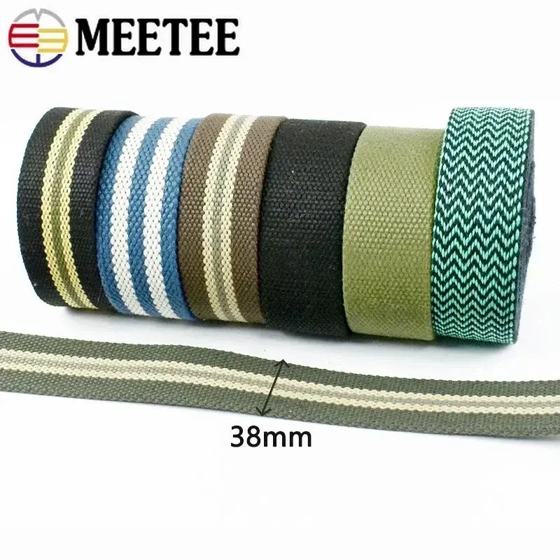 1/2/3Meters 38mm 3.5mm Thick Cotton Webbing Tapes for Strap Handbag Ribbon Backpack Belt Band Luggage DIY Bag Sewing Accessories