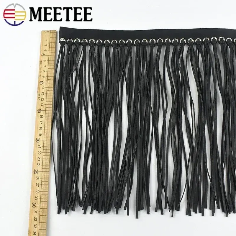 Meetee 1M 30cm Leather Tassel Lace PU Fringe Trim Ribbon Handbag Dress Decor Tassels DIY Performance Clothes Sewing Accessories