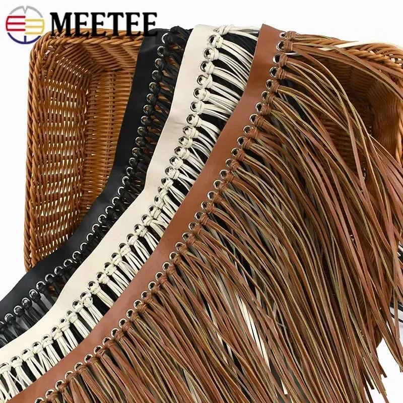 Meetee 1M 30cm Leather Tassel Lace PU Fringe Trim Ribbon Handbag Dress Decor Tassels DIY Performance Clothes Sewing Accessories