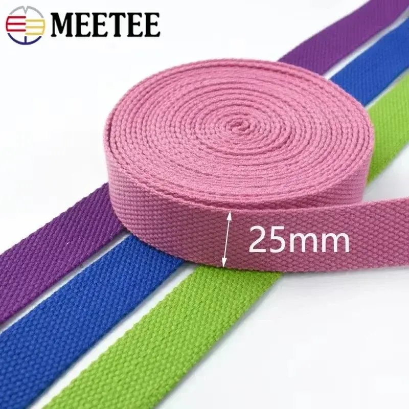 1-10M 25mm Polycotton Webbing Tape 2mm Thickness Bag Straps Apparel Making Craft Supplies Sewing Binding Ribbon Band Accessories