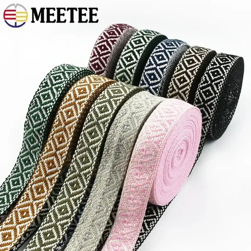 2/4/8M 25mm Ethnic Cotton Webbing Jacquard Lace Ribbon for Bag Strap Belt Garment Shoes Tape Bias Binding DIY Sewing Accessories