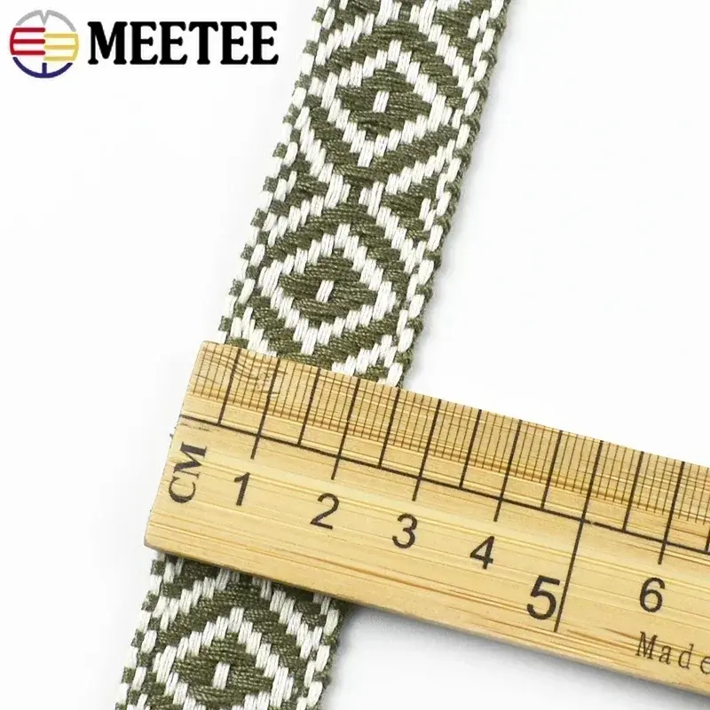2/4/8M 25mm Ethnic Cotton Webbing Jacquard Lace Ribbon for Bag Strap Belt Garment Shoes Tape Bias Binding DIY Sewing Accessories