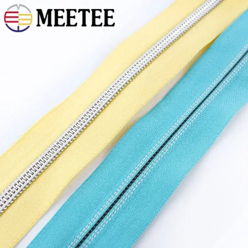 3/5/10M 5# Zippers For Sewing With Zipper Slider Pulls Coil Roll Zips Tape Head Bag Decorative Luggage DIY Accessories
