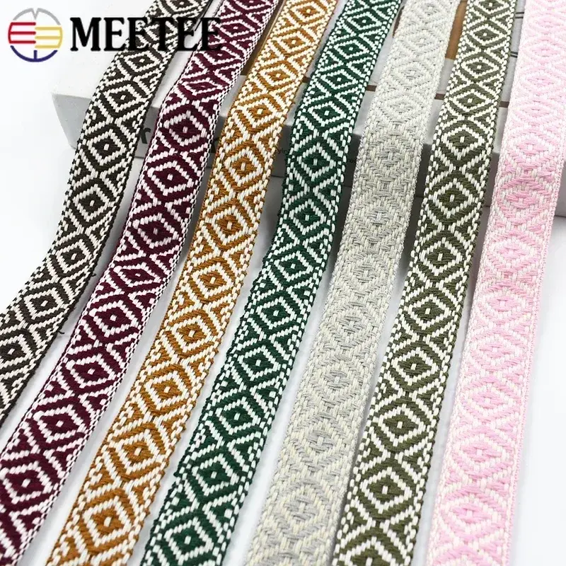 2/4/8M 25mm Ethnic Cotton Webbing Jacquard Lace Ribbon for Bag Strap Belt Garment Shoes Tape Bias Binding DIY Sewing Accessories