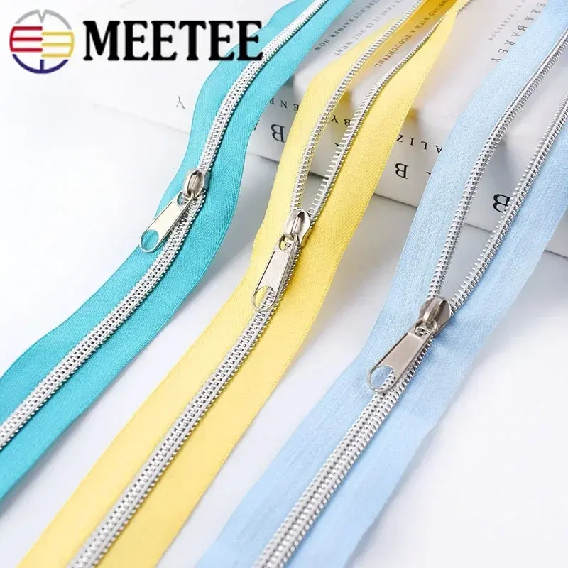 3/5/10M 5# Zippers For Sewing With Zipper Slider Pulls Coil Roll Zips Tape Head Bag Decorative Luggage DIY Accessories