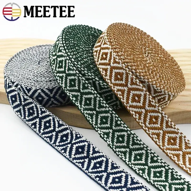 2/4/8M 25mm Ethnic Cotton Webbing Jacquard Lace Ribbon for Bag Strap Belt Garment Shoes Tape Bias Binding DIY Sewing Accessories