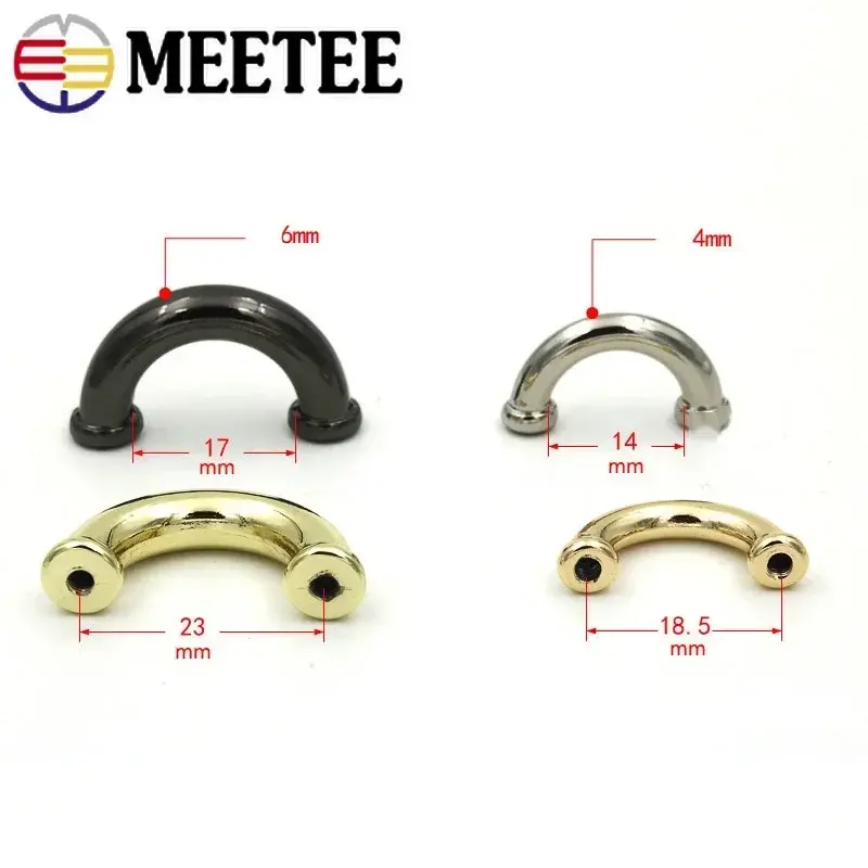 5-20Pcs 14/17mm D Ring Metal Arch Bridge Buckle For Bag Strap Screws Clasp Handbag Chain Connector Hooks DIY Hardware Accessorie