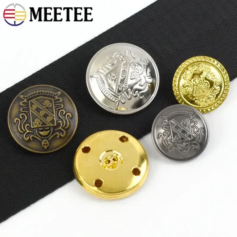 10Pcs 12-30mm Metal Buttons Jacket Coat Retro Copper Shank Button Clothing Decoration Buckle Fastener DIY Sewing Accessories