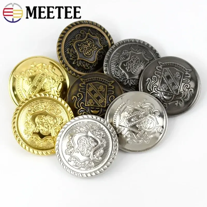 10Pcs 12-30mm Metal Buttons Jacket Coat Retro Copper Shank Button Clothing Decoration Buckle Fastener DIY Sewing Accessories