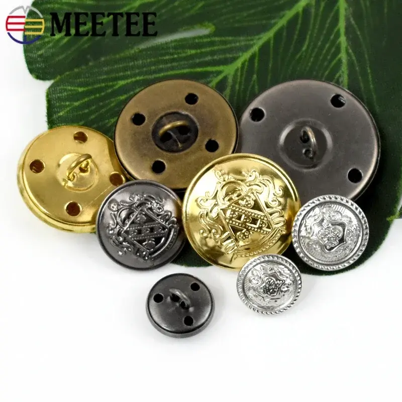 10Pcs 12-30mm Metal Buttons Jacket Coat Retro Copper Shank Button Clothing Decoration Buckle Fastener DIY Sewing Accessories