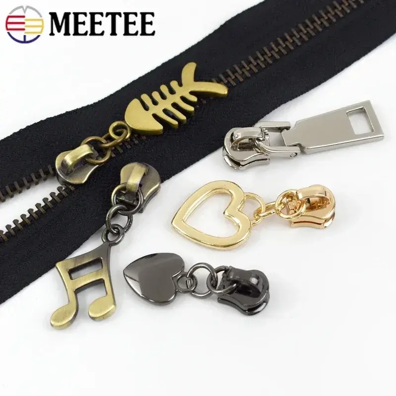 5-50Pcs 5# Zippers Slider for Metal Zipper Tape By Meter Bag Zip Pull Head Jacket Replace Zips Repair Kit DIY Sewing Accessories
