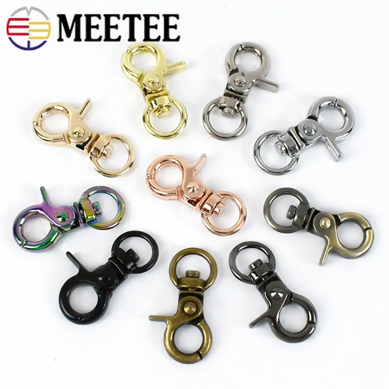 10mm Metal Strap Buckles for Bag Clip Buckle Handbag Swivel Lobster Clasp Keychain Snap Hooks DIY Carabiner Sewing Accessories