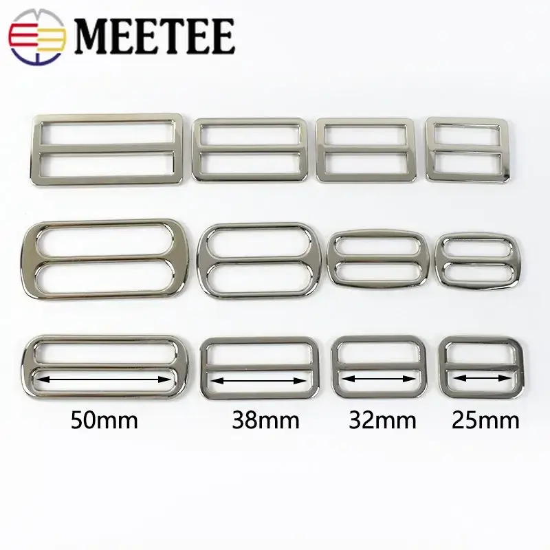 10Pcs 20-50mm Metal Bag Strap Buckle Webbing Tri-glide Clasp For Backpack Belt Adjuster Hook Pet Collar Ring Hardware Accessory