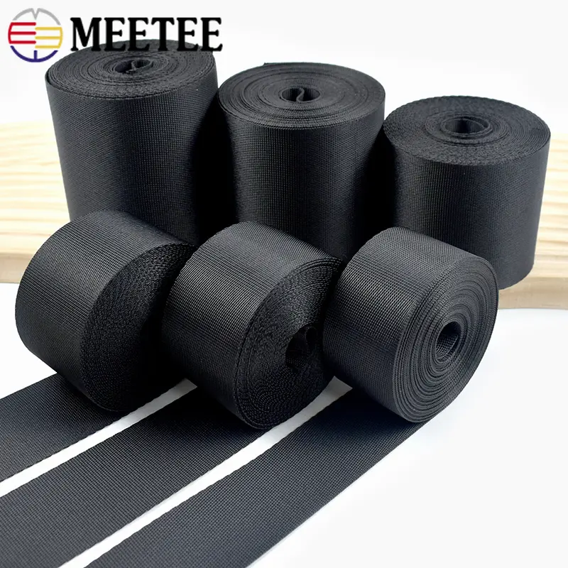 5Meters 10-100mm Black Nylon Webbing Tape for Bag Strap Ribbon Pet Collar Band Car Seat Belt Bias Binding DIY Sewing Accessories