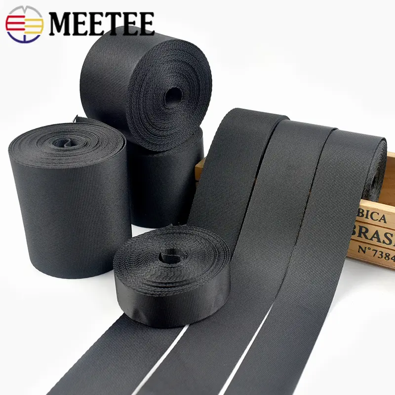 5Meters 10-100mm Black Nylon Webbing Tape for Bag Strap Ribbon Pet Collar Band Car Seat Belt Bias Binding DIY Sewing Accessories