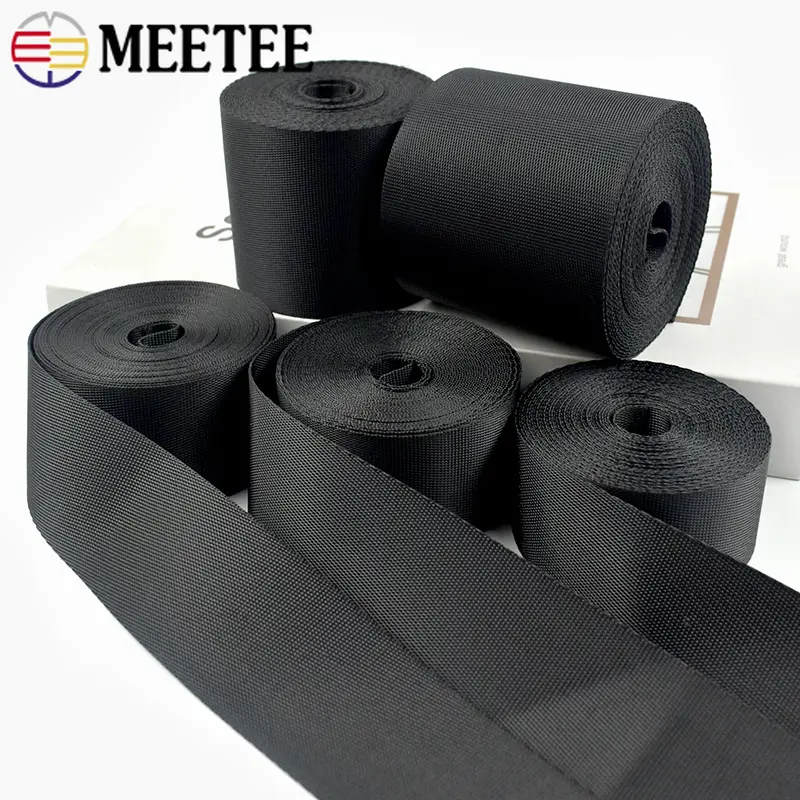 5Meters 10-100mm Black Nylon Webbing Tape for Bag Strap Ribbon Pet Collar Band Car Seat Belt Bias Binding DIY Sewing Accessories