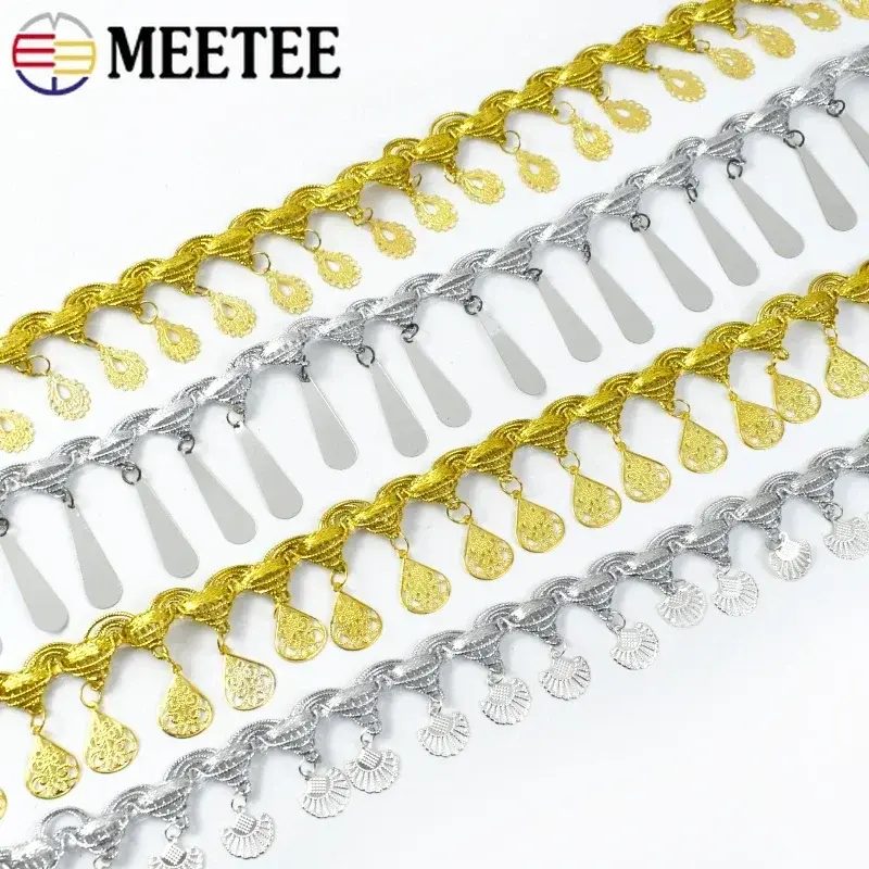 Meetee 2-9Yards 3-5.5cm Sequin Tassel Fringe Lace Trim For Party Dance Dress Clothing Decorative Trimming DIY Sewing Accessories