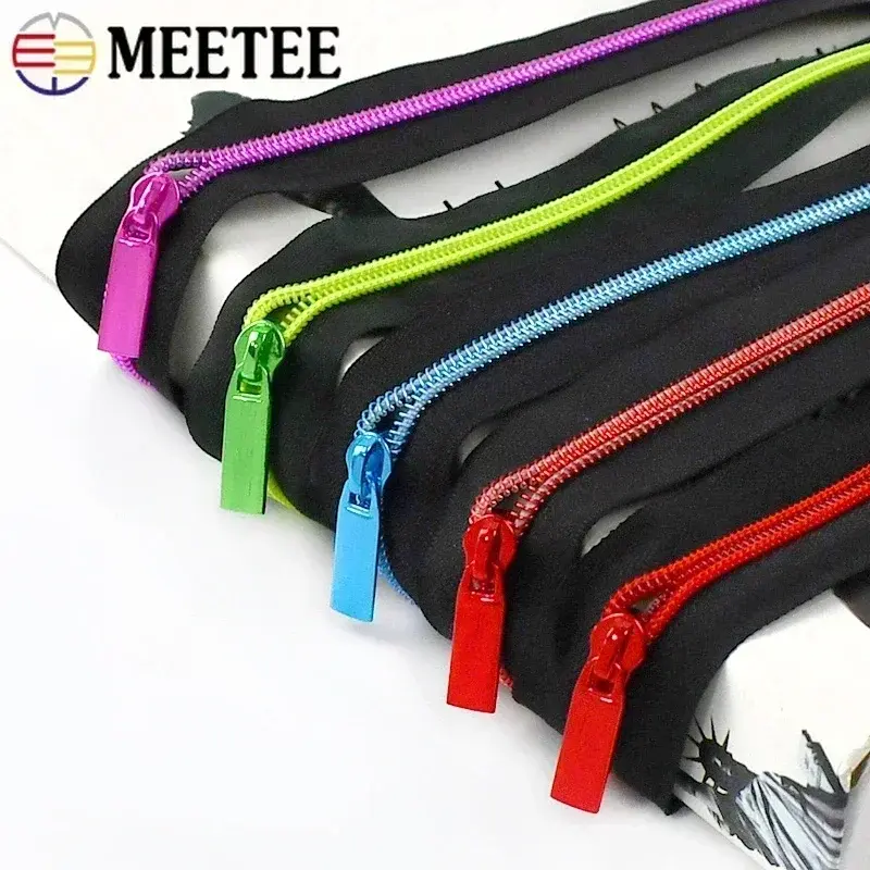 Meetee 5# 1-10M Zippers Tape With Zipper Slider Pull Decor Zip Head Bags Pocket Jacket Zips Repair Kits DIY Sewing Accessories