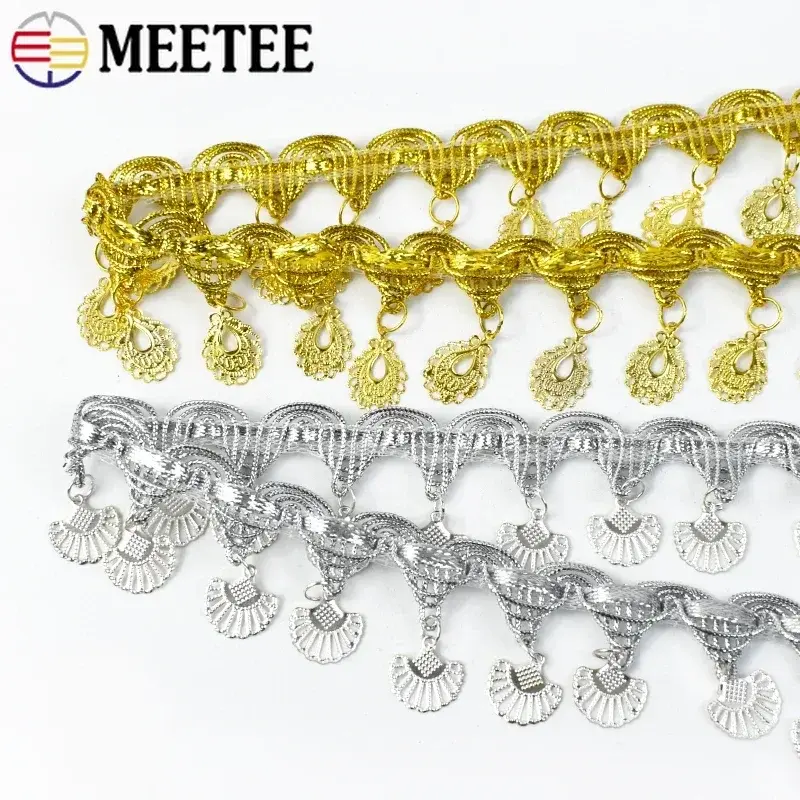 Meetee 2-9Yards 3-5.5cm Sequin Tassel Fringe Lace Trim For Party Dance Dress Clothing Decorative Trimming DIY Sewing Accessories