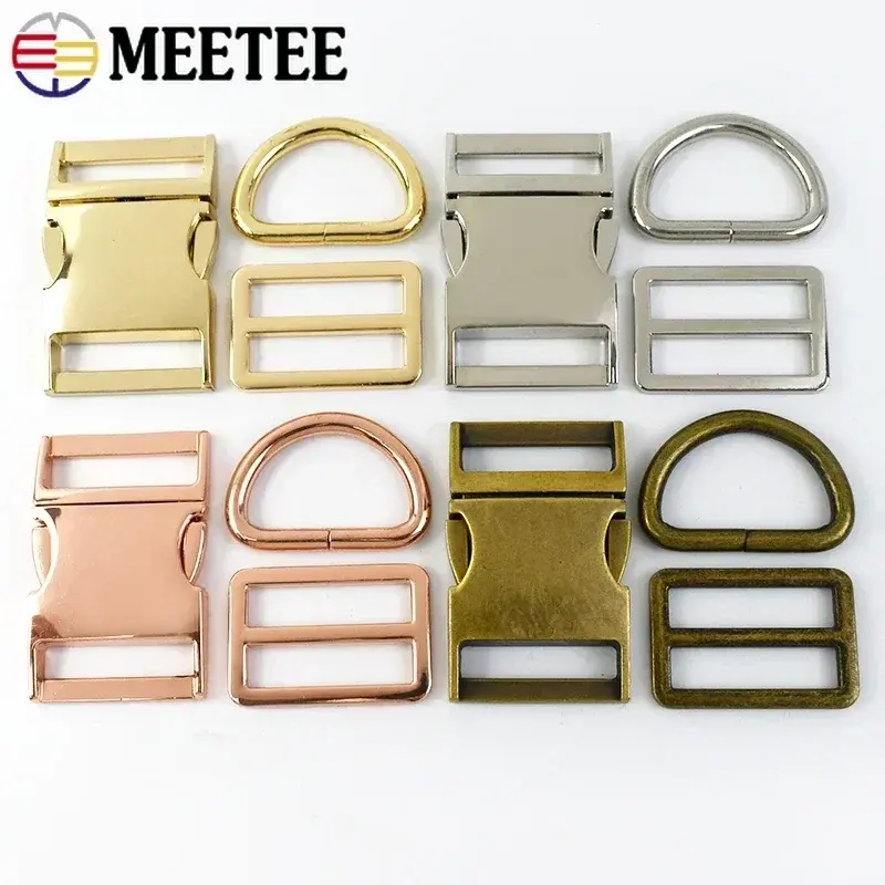 1Set 15-38mm Metal Backpack Buckles Strap Quick Release Closure Clasp D Ring Tri Glide Slider Hooks DIY Bag Leather Accessories