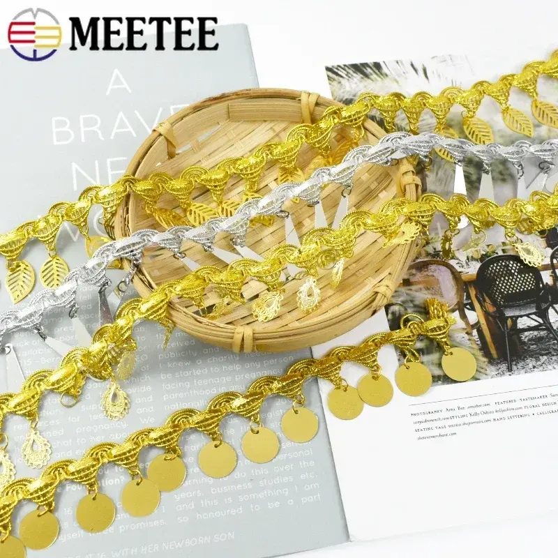 Meetee 2-9Yards 3-5.5cm Sequin Tassel Fringe Lace Trim For Party Dance Dress Clothing Decorative Trimming DIY Sewing Accessories