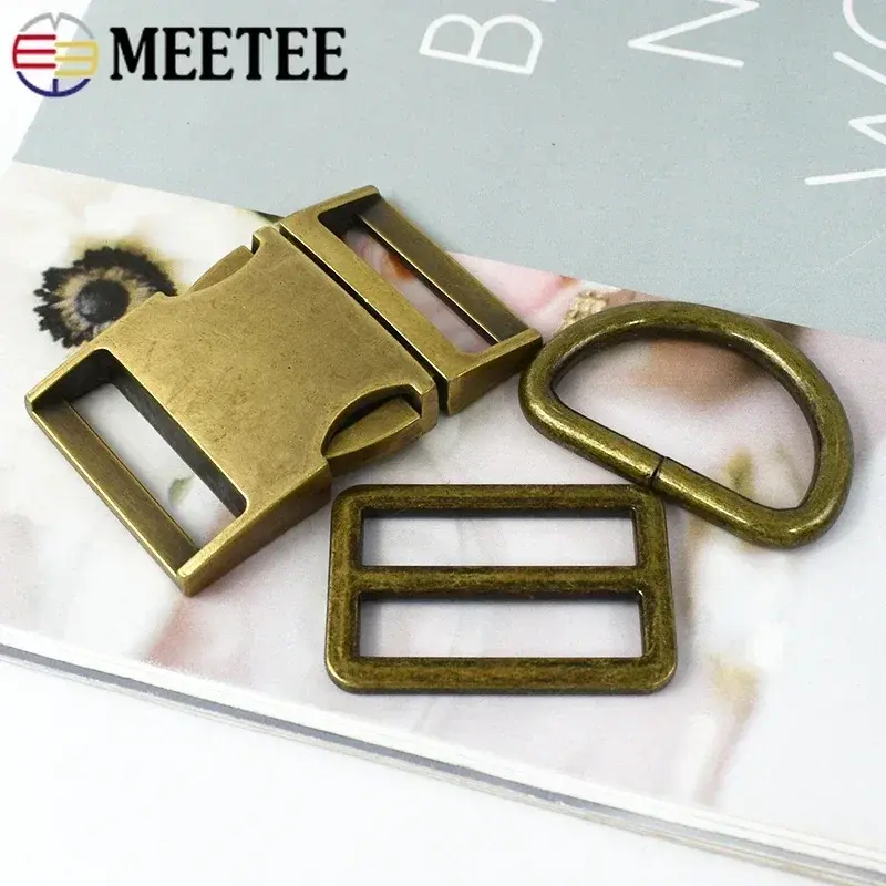 1Set 15-38mm Metal Backpack Buckles Strap Quick Release Closure Clasp D Ring Tri Glide Slider Hooks DIY Bag Leather Accessories