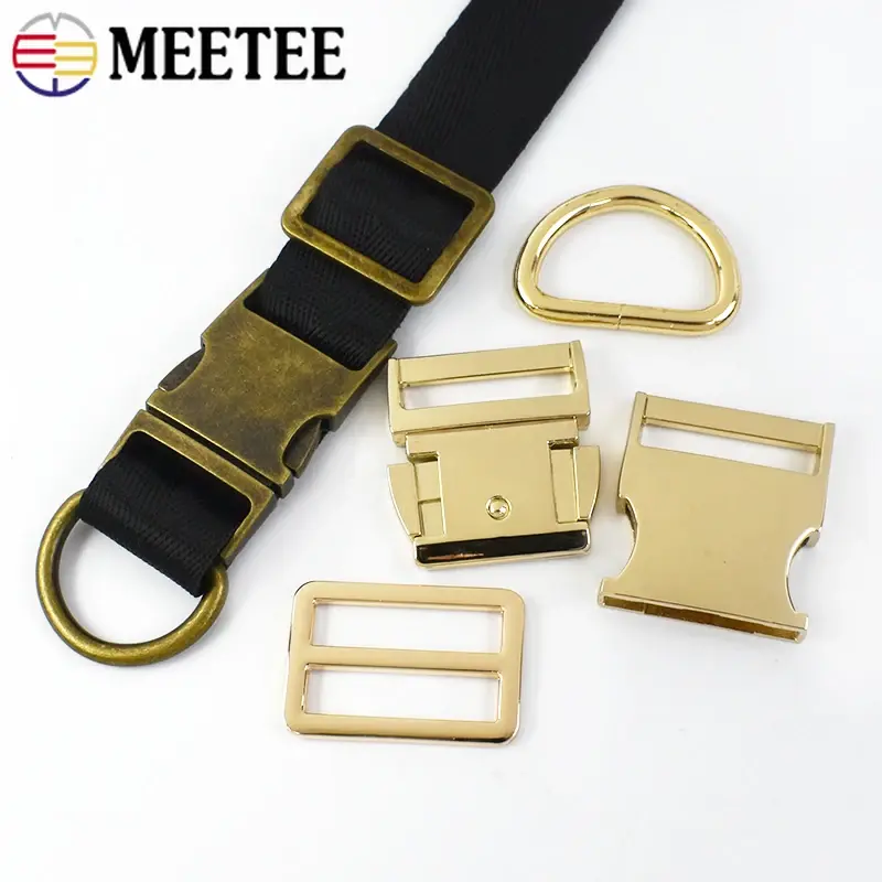 1Set 15-38mm Metal Backpack Buckles Strap Quick Release Closure Clasp D Ring Tri Glide Slider Hooks DIY Bag Leather Accessories