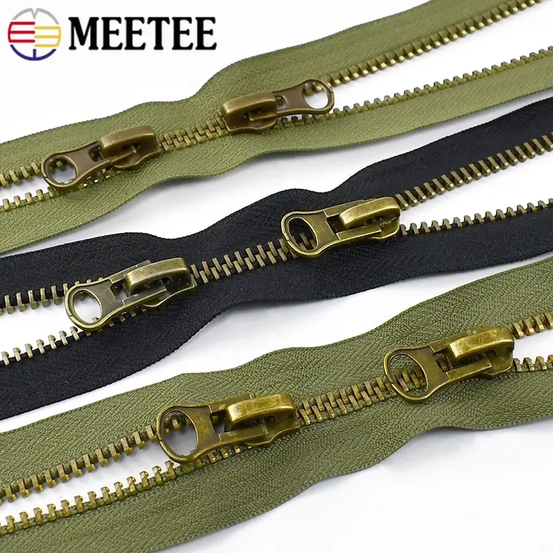 1Pc 12-120cm 8# Metal Zippers Double Slider Two Way Zip Closure for Coat Jacket Pocket Zipper Repair Kits DIY Sewing Accessories