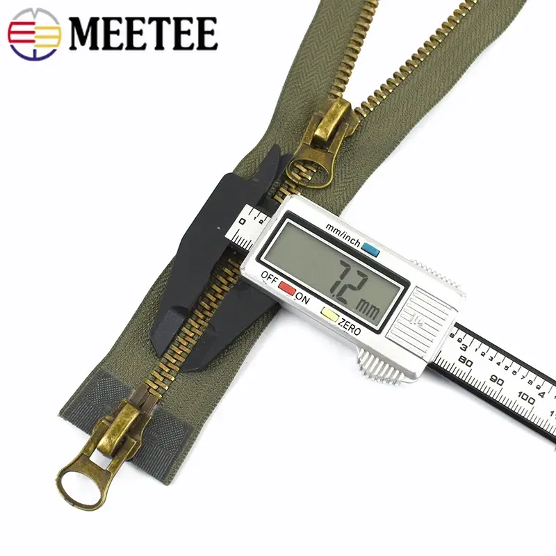 1Pc 12-120cm 8# Metal Zippers Double Slider Two Way Zip Closure for Coat Jacket Pocket Zipper Repair Kits DIY Sewing Accessories
