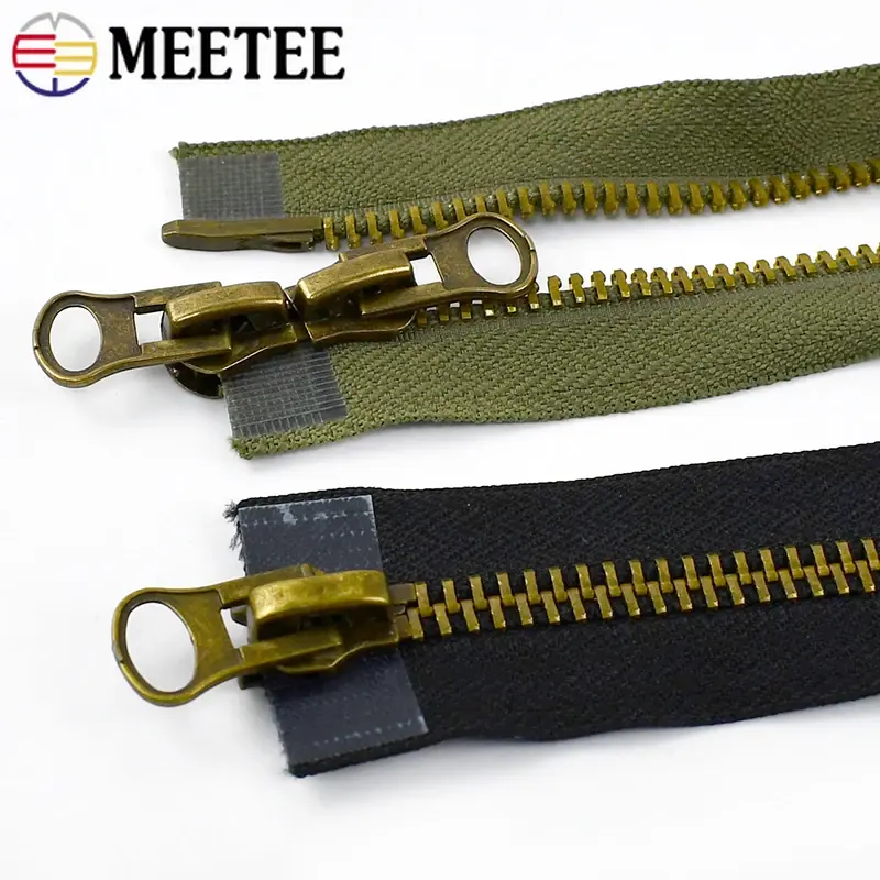 1Pc 12-120cm 8# Metal Zippers Double Slider Two Way Zip Closure for Coat Jacket Pocket Zipper Repair Kits DIY Sewing Accessories