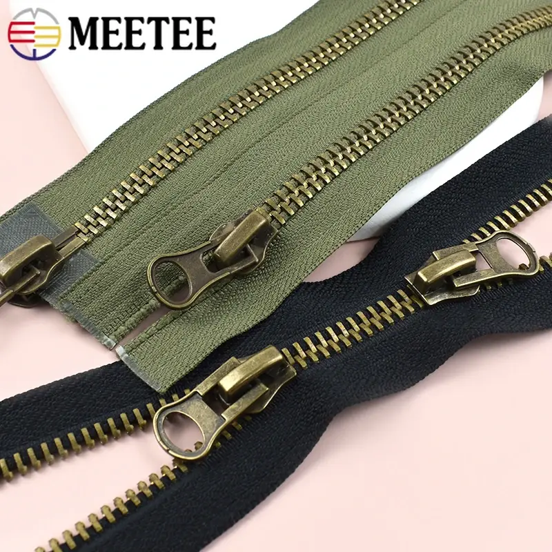 1Pc 12-120cm 8# Metal Zippers Double Slider Two Way Zip Closure for Coat Jacket Pocket Zipper Repair Kits DIY Sewing Accessories