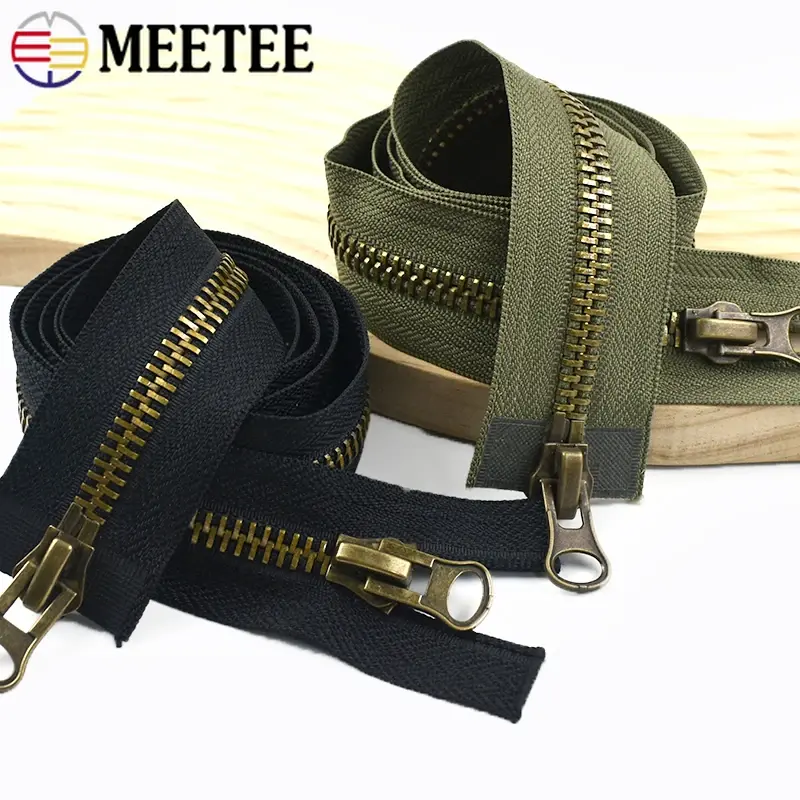 1Pc 12-120cm 8# Metal Zippers Double Slider Two Way Zip Closure for Coat Jacket Pocket Zipper Repair Kits DIY Sewing Accessories