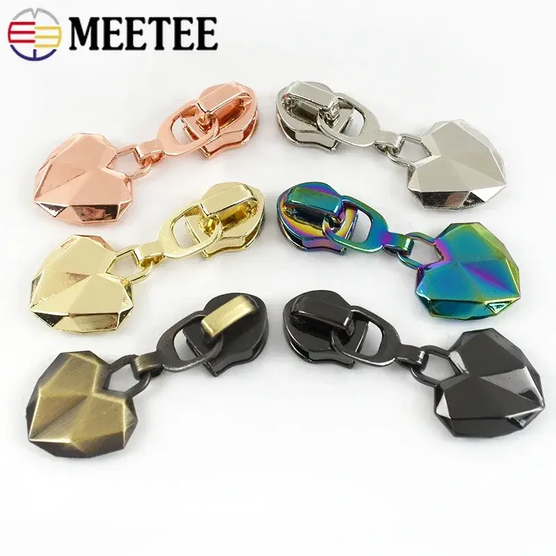 5-20Pcs 5# Metal Heart Zipper Slider for Nylon Zippers Tape Garment Luggage Zips Head Bag Jacket Zip Pull Repair Kit Accessories