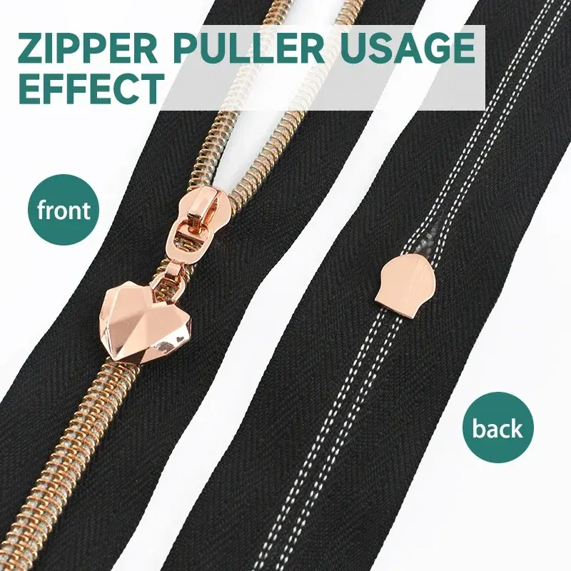 5-20Pcs 5# Metal Heart Zipper Slider for Nylon Zippers Tape Garment Luggage Zips Head Bag Jacket Zip Pull Repair Kit Accessories