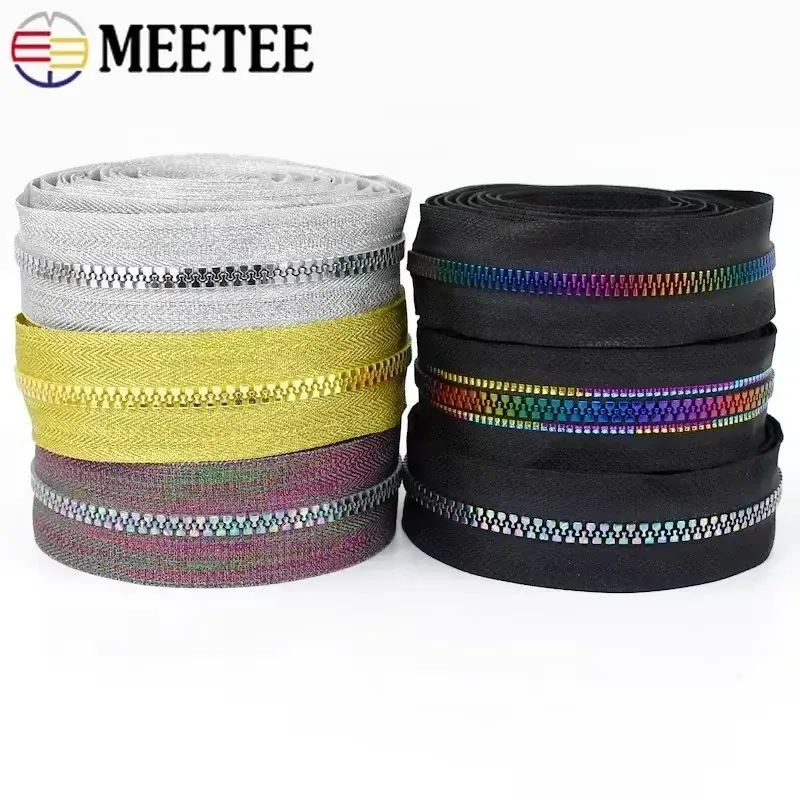 2-5Meters Resin Zipper Tape Size 5 for DIY Crafts Sewing Supplies Bags Jackets Decorative Trim Replacement Components Fixing Kit