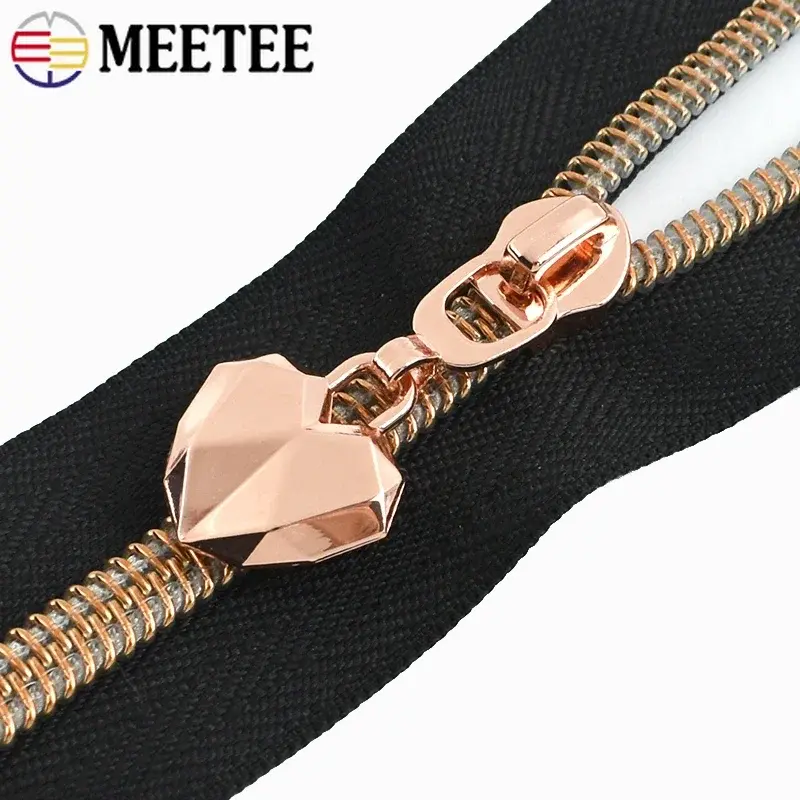 5-20Pcs 5# Metal Heart Zipper Slider for Nylon Zippers Tape Garment Luggage Zips Head Bag Jacket Zip Pull Repair Kit Accessories