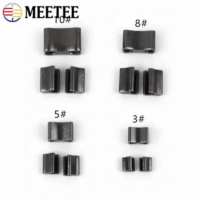 20Sets U-shaped Metal Zipper Stopper 3# 5# 8# 10# Non-slip End Lock Top Stop Bottom Rescue Zip Repair Kit DIY Sewing Accessories