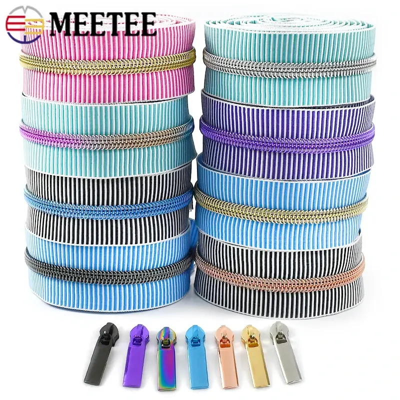 1/2/3M 5# Nylon Zipper Sliders Plastic Zip Heads Pulls Backpack Bag Clothes Zips Tapes Repair Kit DIY Sewing Accessories