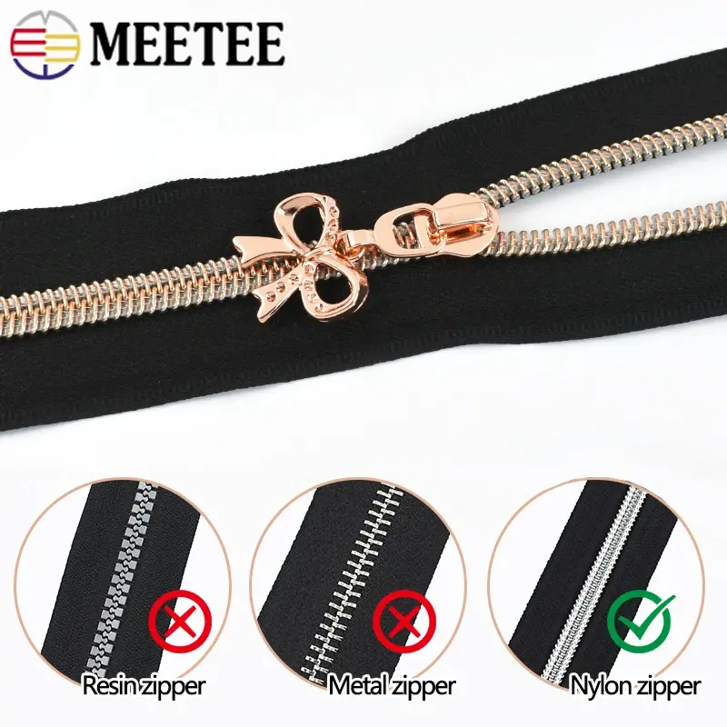 5-30Pcs 5# Nylon Zipper Slider Bags Pocket Closure Zippers Heads Clothes Zip Pull Repair Kits DIY Replacement Sewing Accessories