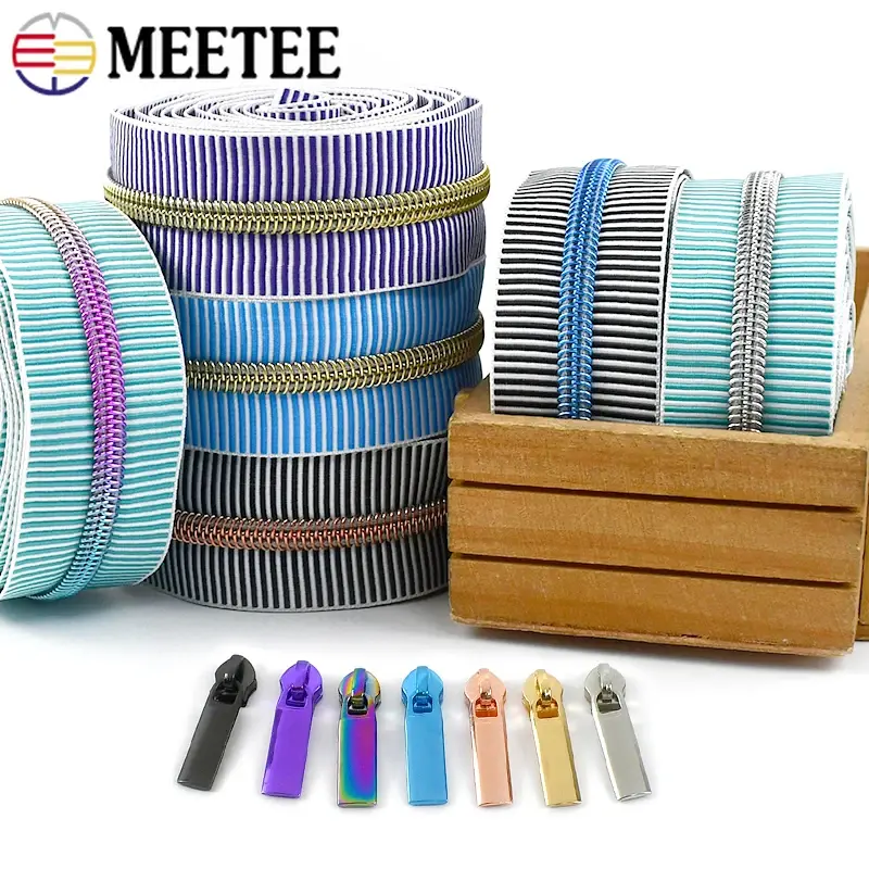 1/2/3M 5# Nylon Zipper Sliders Plastic Zip Heads Pulls Backpack Bag Clothes Zips Tapes Repair Kit DIY Sewing Accessories