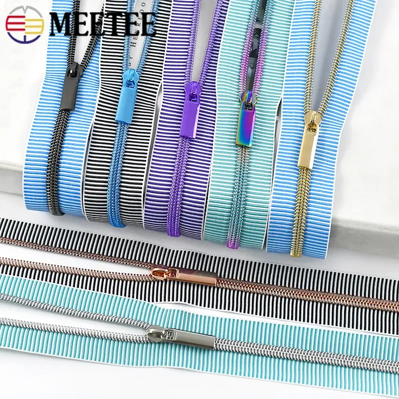 1/2/3M 5# Nylon Zipper Sliders Plastic Zip Heads Pulls Backpack Bag Clothes Zips Tapes Repair Kit DIY Sewing Accessories
